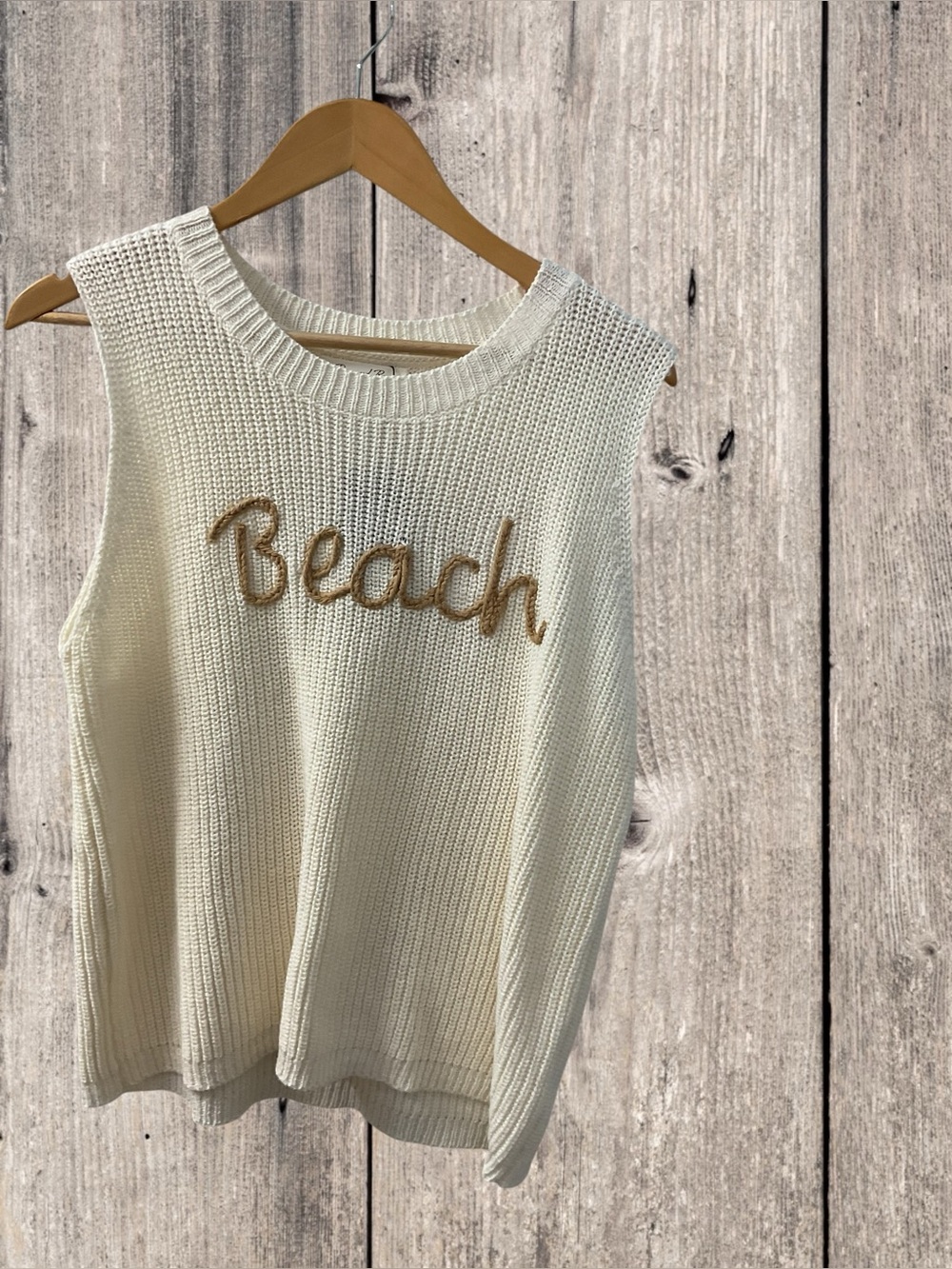 Doe & Rae Cream Knit 'Beach' Sleeveless Tank